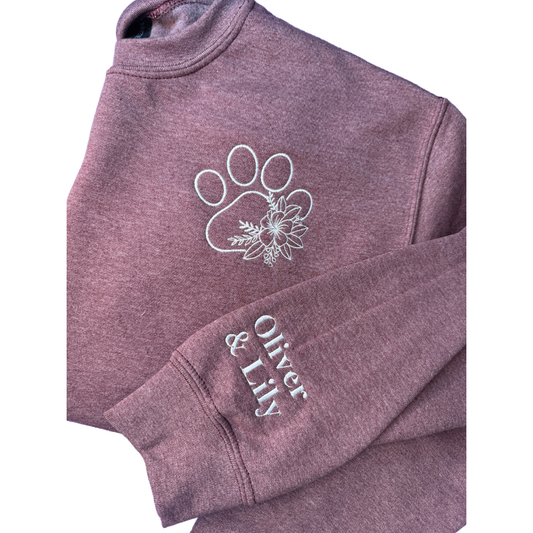 Customized Floral Paw Crewneck